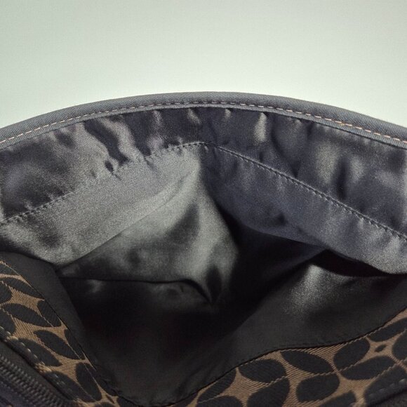 Fossil Purse Brown Black Signature Canvas Tote Shoulder Bag Boho Preppy Travel - Picture 13 of 13